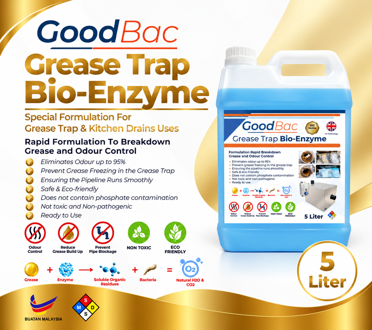GoodBac Grease Trap Enzyme 5 Liter