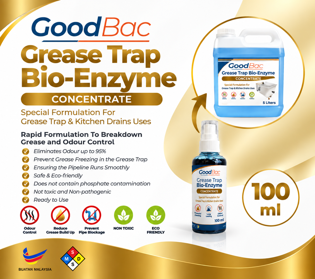 GoodBac Grease Trap Enzyme Concentrate 100ml